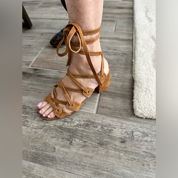 Sandro Suède Sandals, Cognac Color, Size 38 - Picture 2 of 10